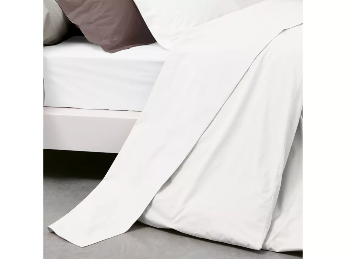 Drap plat uni 240x310 cm coton ALTO Blanc