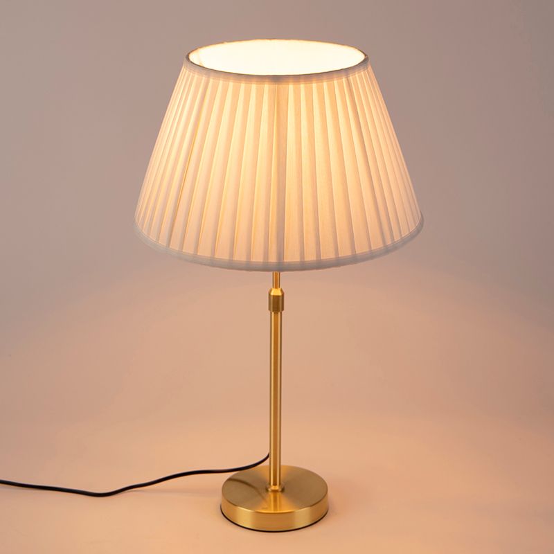 Tafellamp goud/messing met plisse kap crème 35 cm - Parte