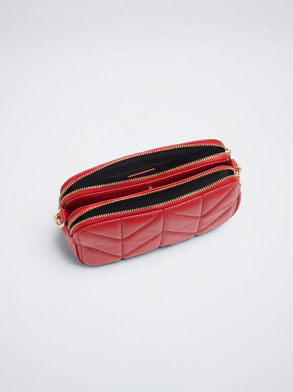 Bolsa transversal com corrente - Vermelha