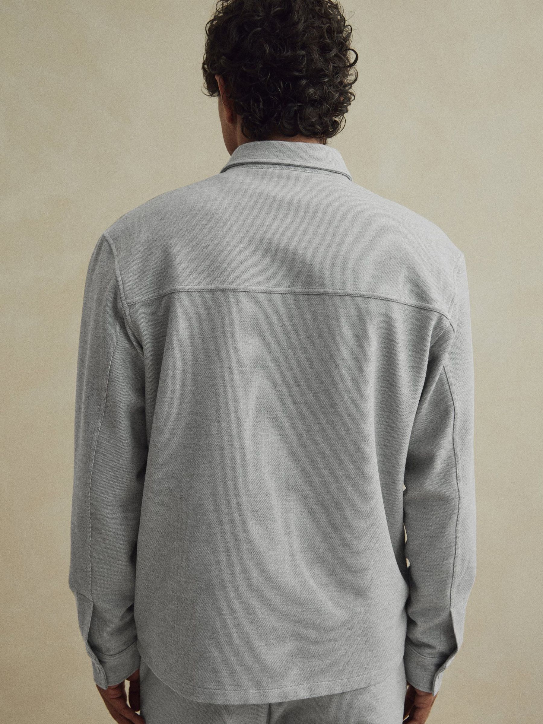 Grijs - Jersey keperstof Overshirt met drukknopen