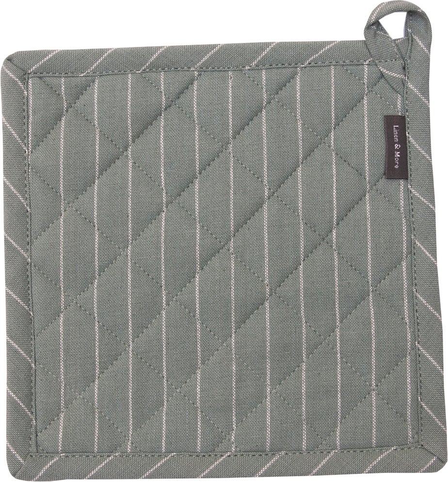 Linen & More pannenlap Pinstripe grijs 20 x 20 cm