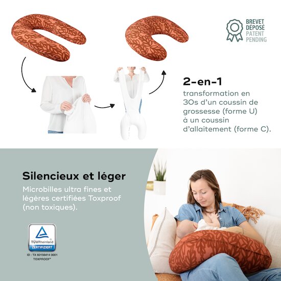Coussin de grossesse 2en1 B.Love   Vegetal Terracotta        de               Babymoov