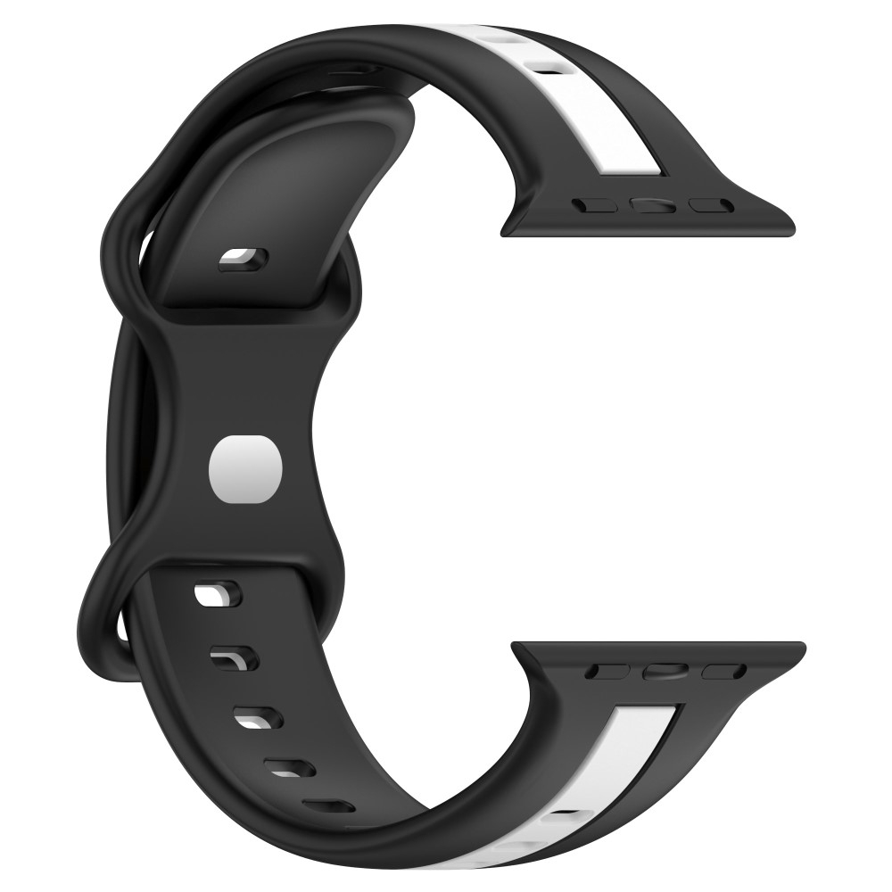 Apple Watch (42/41/40/38 mm) Silikon Armband Stripe Dual Color (Gelenkumfang: 150-210mm) - Schwarz / Weiss