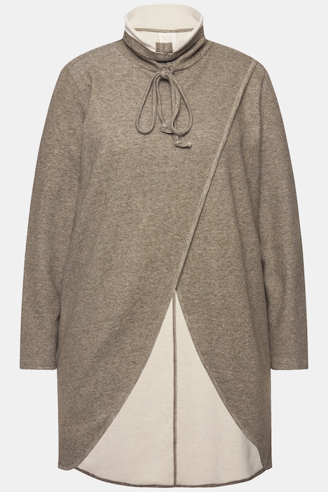 Long-Sweatshirt, Stehkragen, Langarm, Biobaumwolle