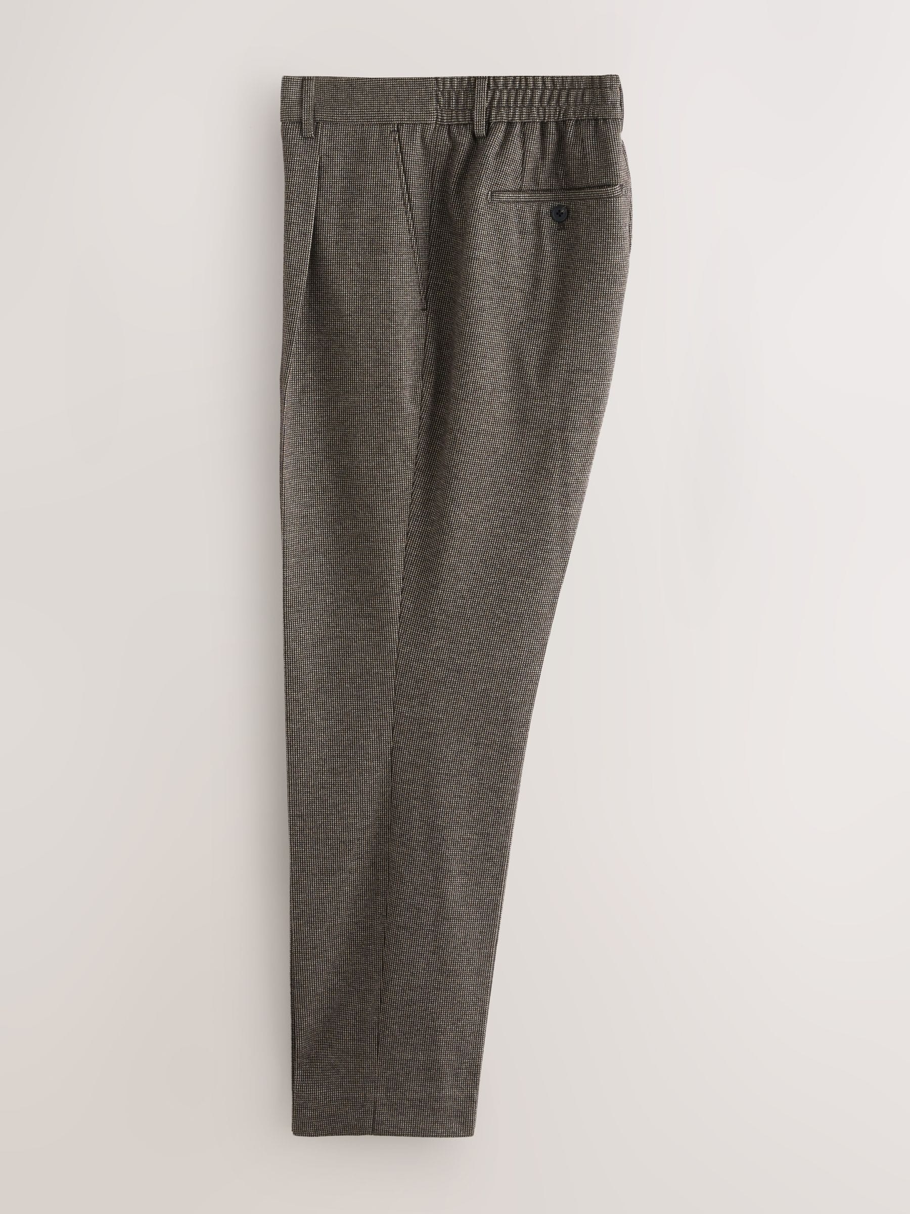 Bruin - Slim fit getextureerde broek met elastische achterkant en stretchy
