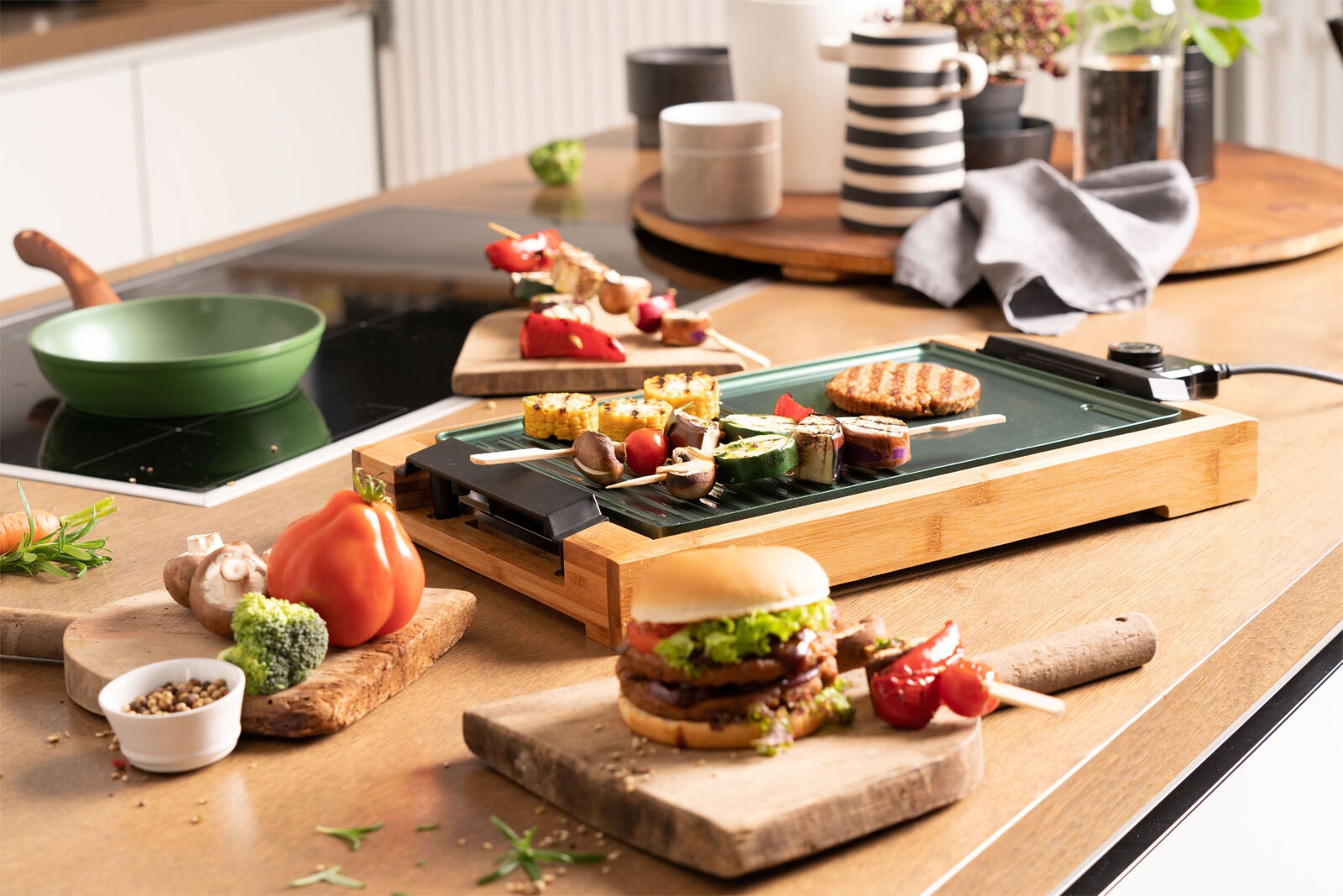JUST VEGAN Tischgrill CERA Bambus /grün
