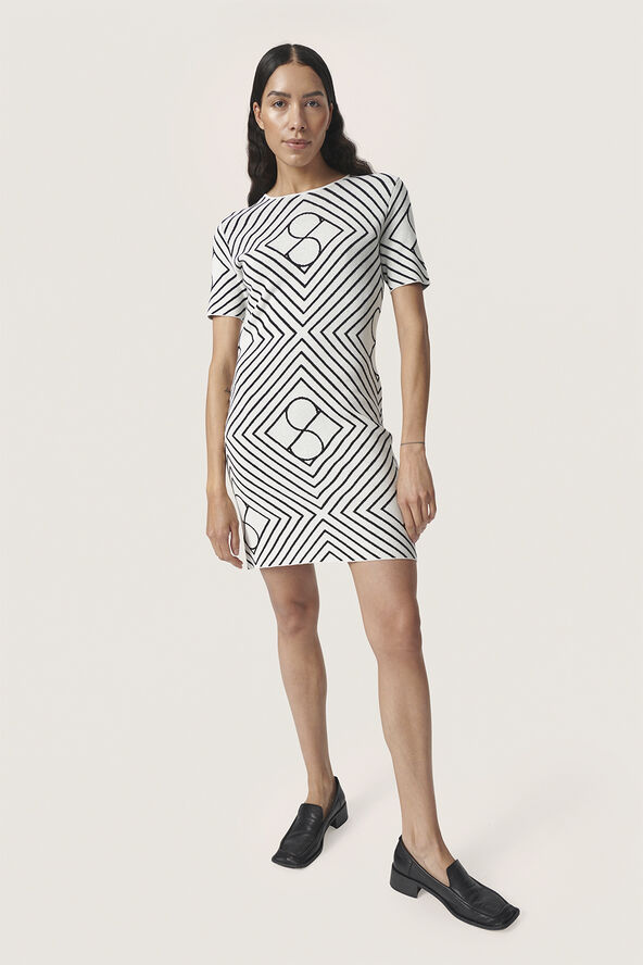 Soaked in Luxury SLClare Dress STUDIO White and black monogram