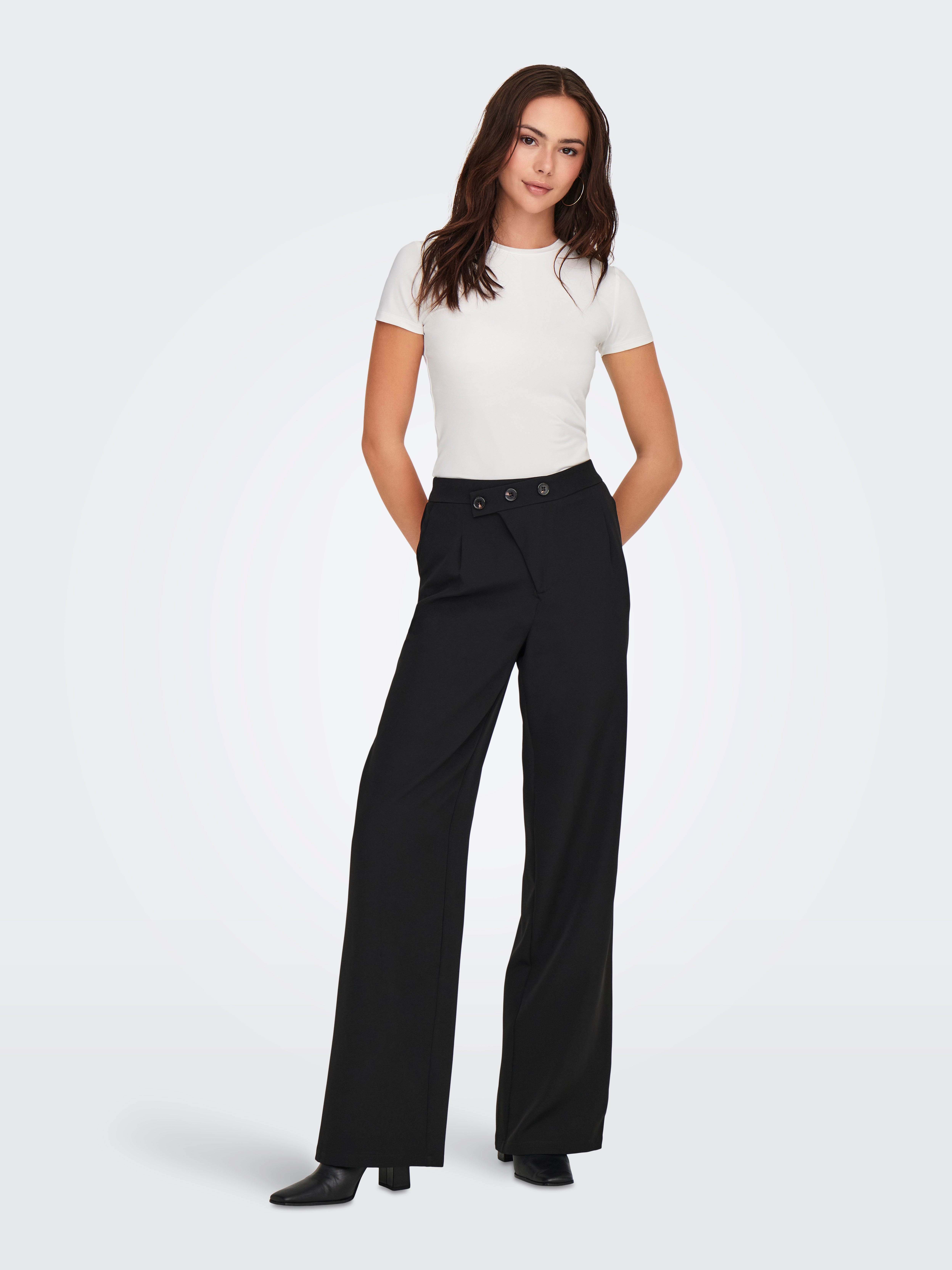 JDYHOPE Mittlere Taille Gerade geschnitten Hose Black