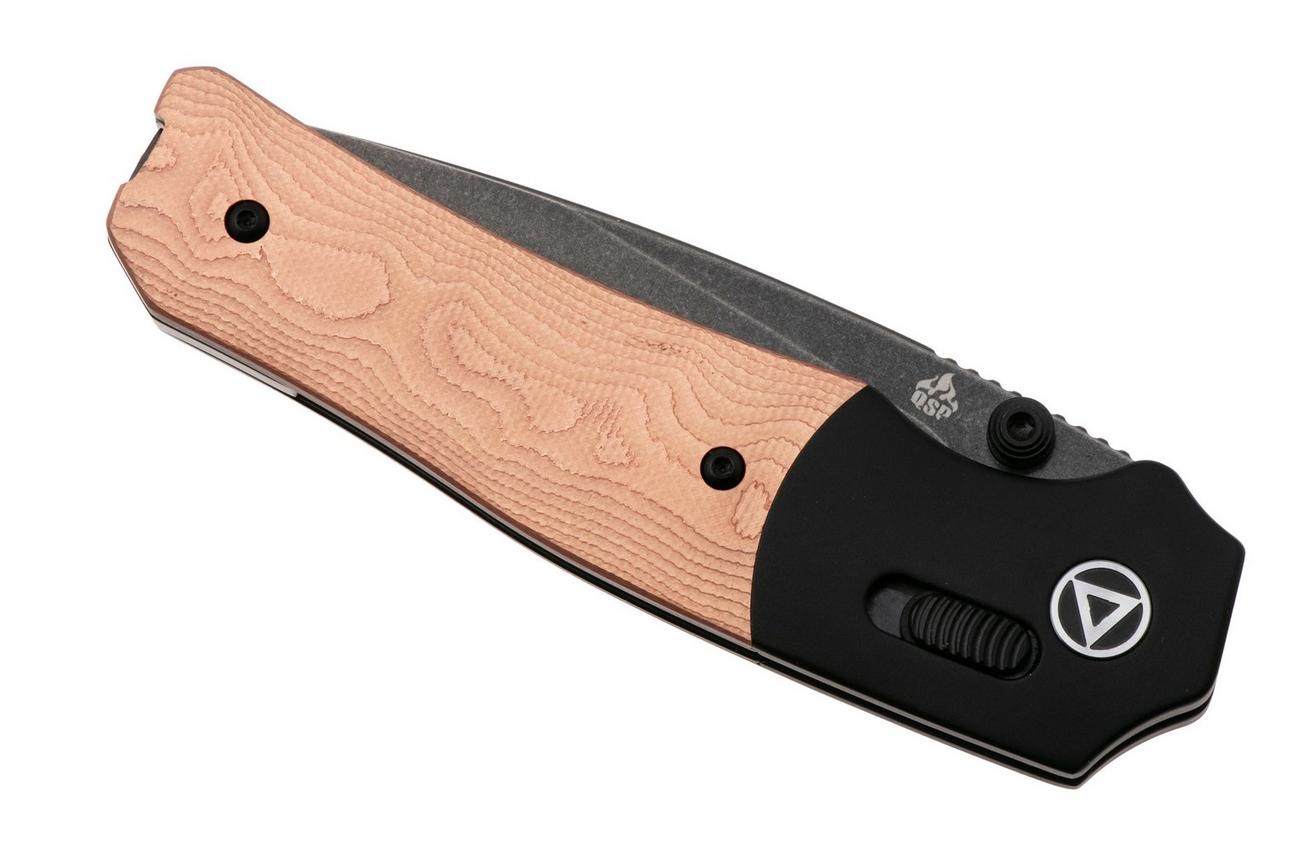 QSP Knife Vault QS157-D2 Blackwashed 14C28N, Copper Foil G10, zakmes, Jacob Lundquist design