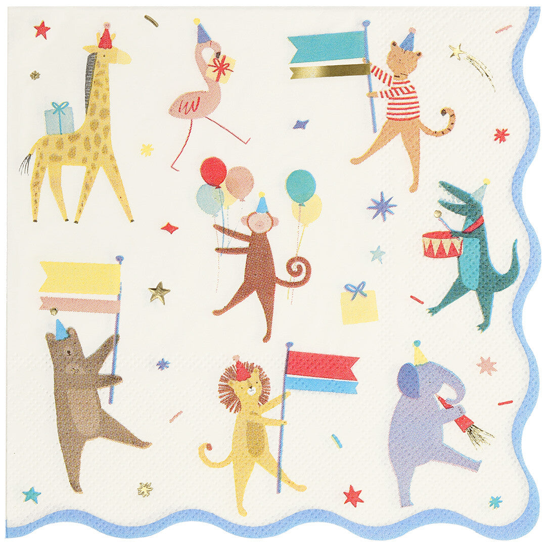 Meri meri servetten animal parade - large - 16st