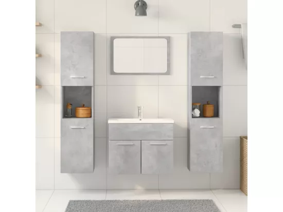 Ensemble de meubles de salle de bain 4 pcs gris béton