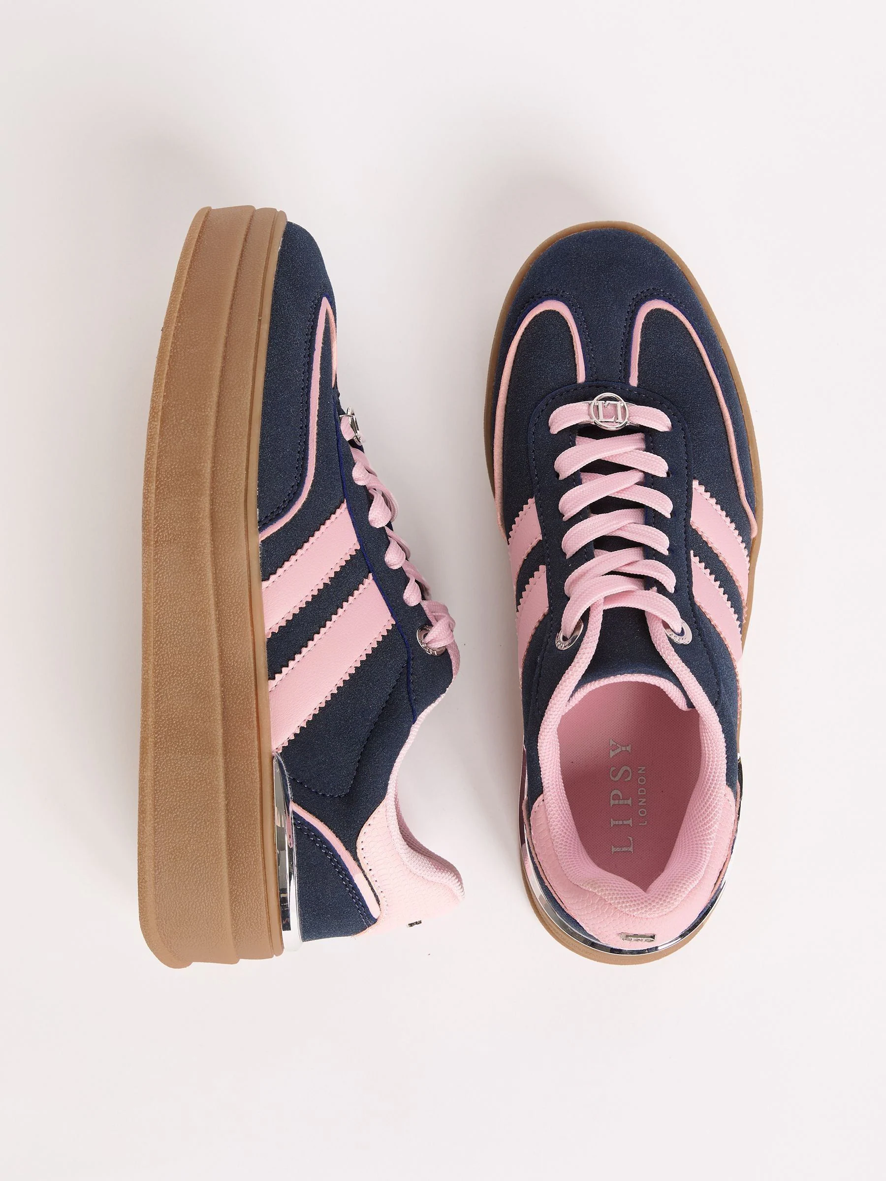 Marineblauw - Lipsy Faux suède sportschoen met dikke zool