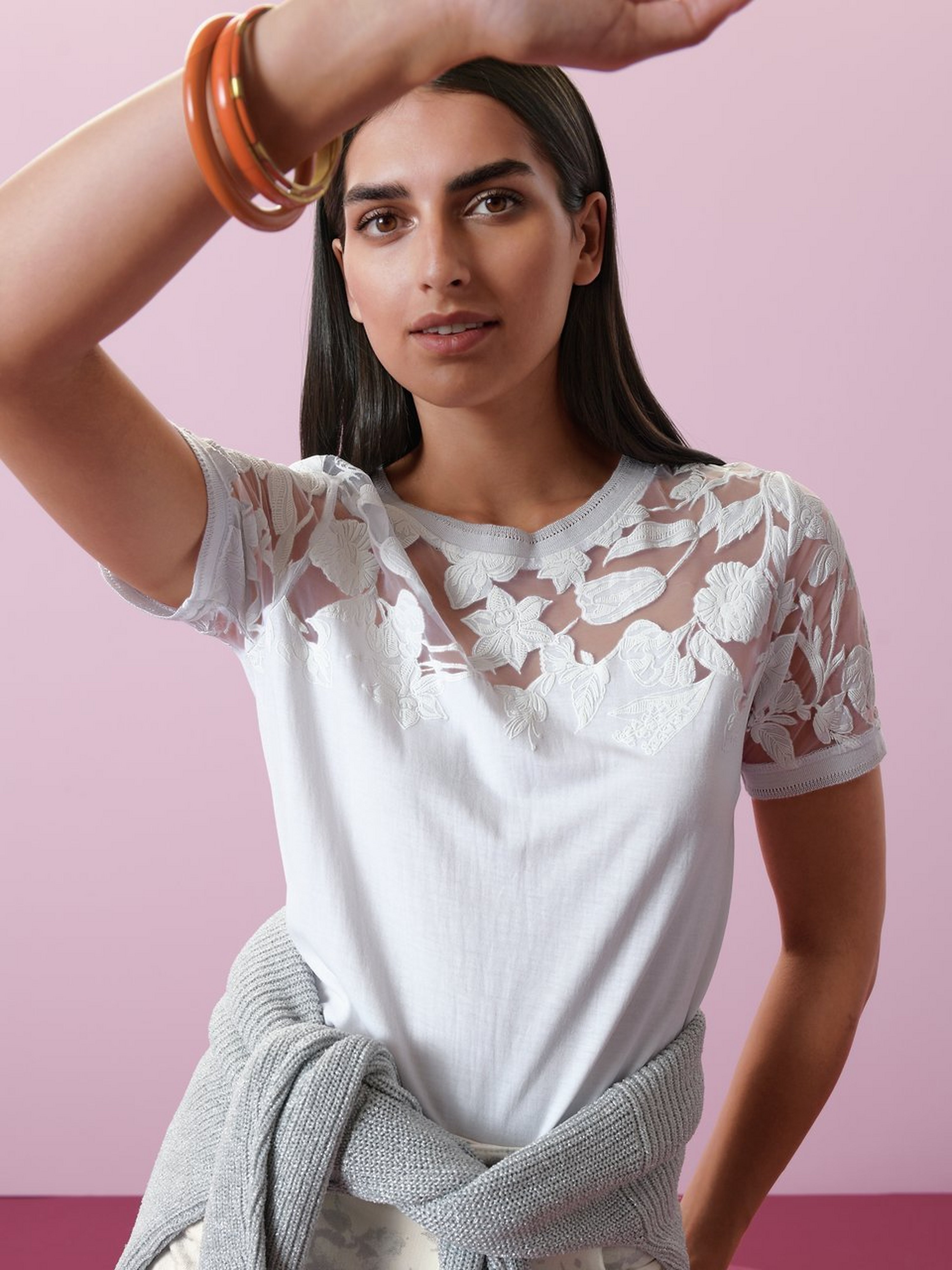 Rundhals-Shirt mit 1/2-Arm