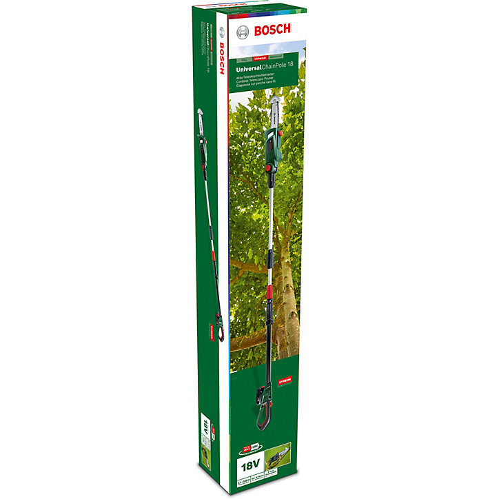Elagueuse sur perche UniversalChainPole sur batterie Bosch guide 20 cm + chargeur et batterie 18V sans fil