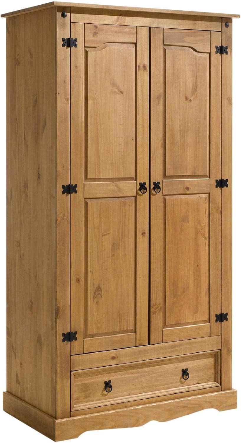IDIMEX Garderobenschrank Dielenschrank Kleiderschrank, Kiefer massiv, 2-türig, Mexiko-Möbel