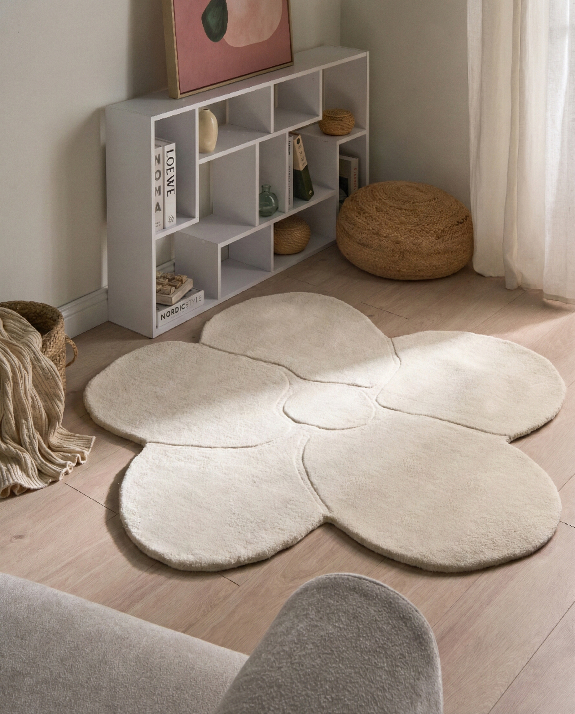 Vloerkleed KOKKINI Lichtbeige ø 140 cm Wol