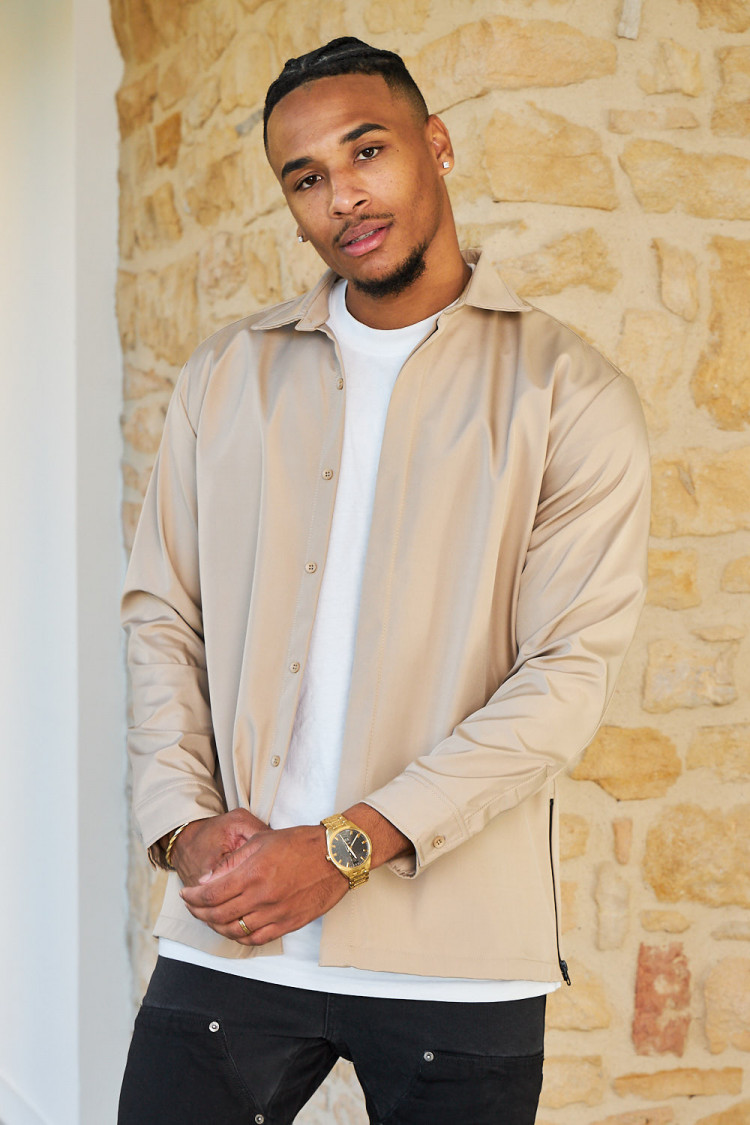 Chemise beige large texturée