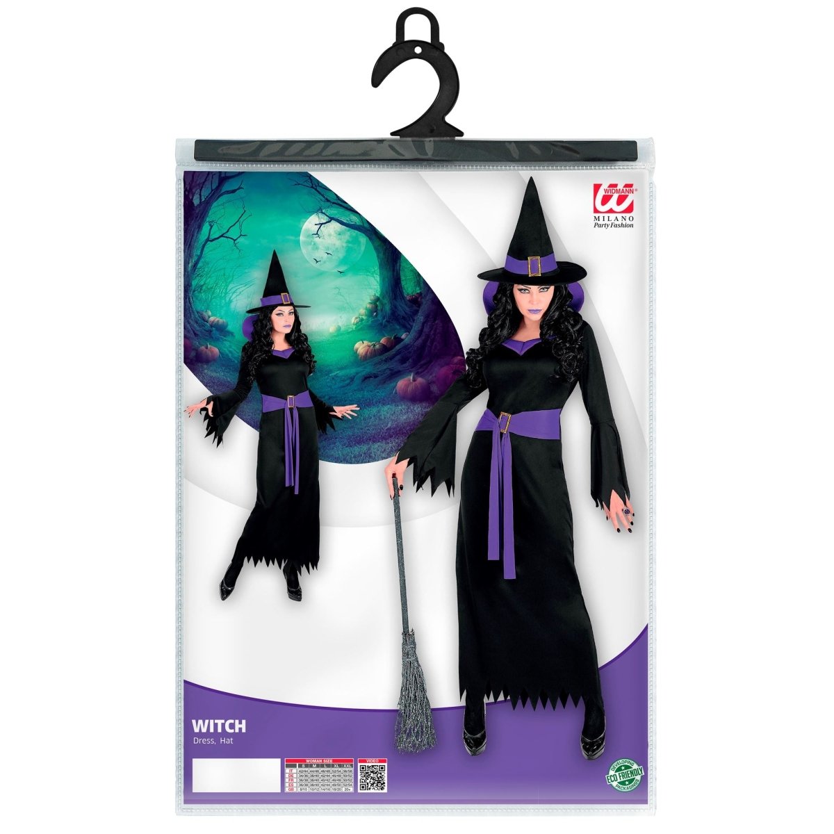 Halloween Jurk Zwart Paars Dames Heks