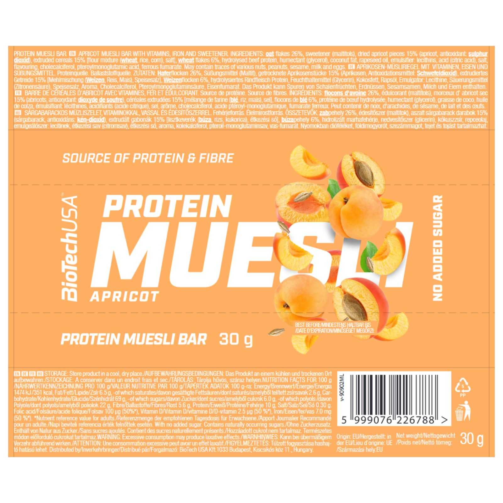 Barra de proteína de muesli Biotech USA 30g