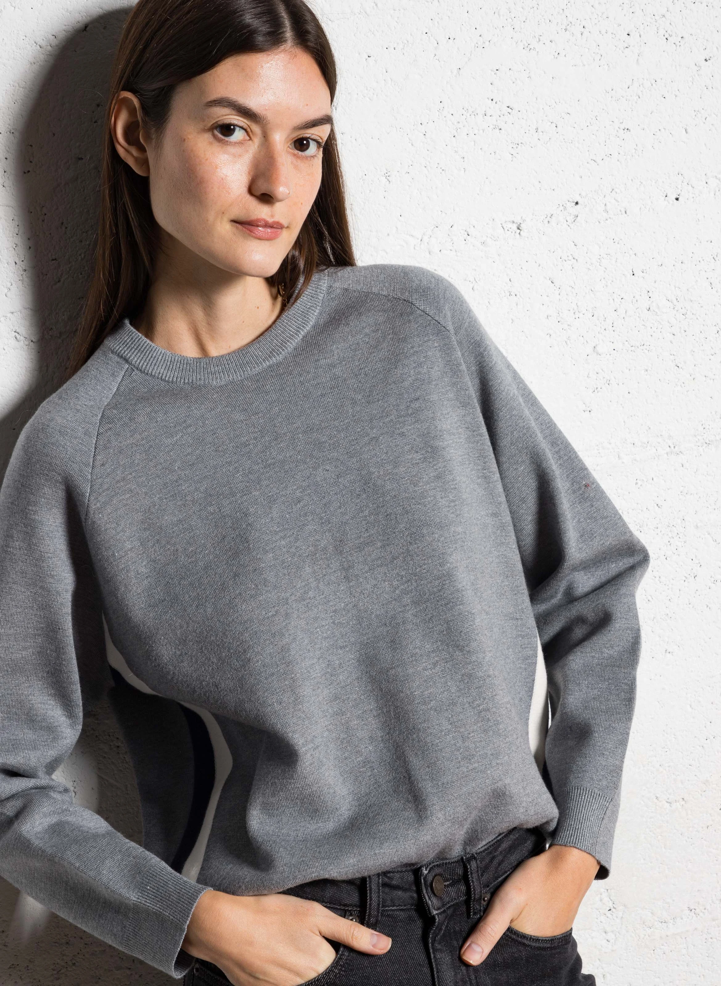 MIRAY - Pull ample à bandes| Gris