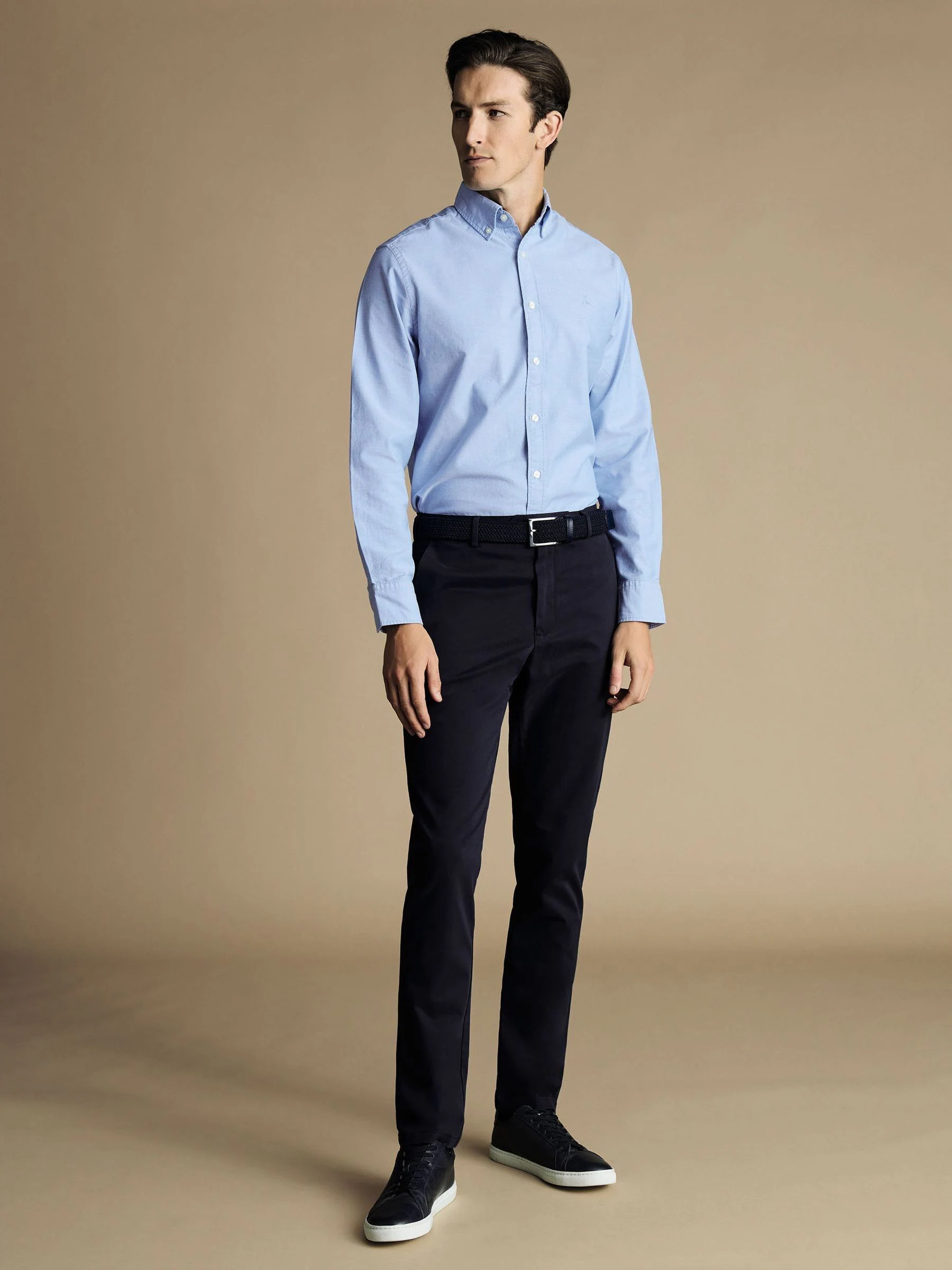 Blauw - Charles Tyrwhitt - Ultimate strijkvrije French chino met klassieke pasvorm