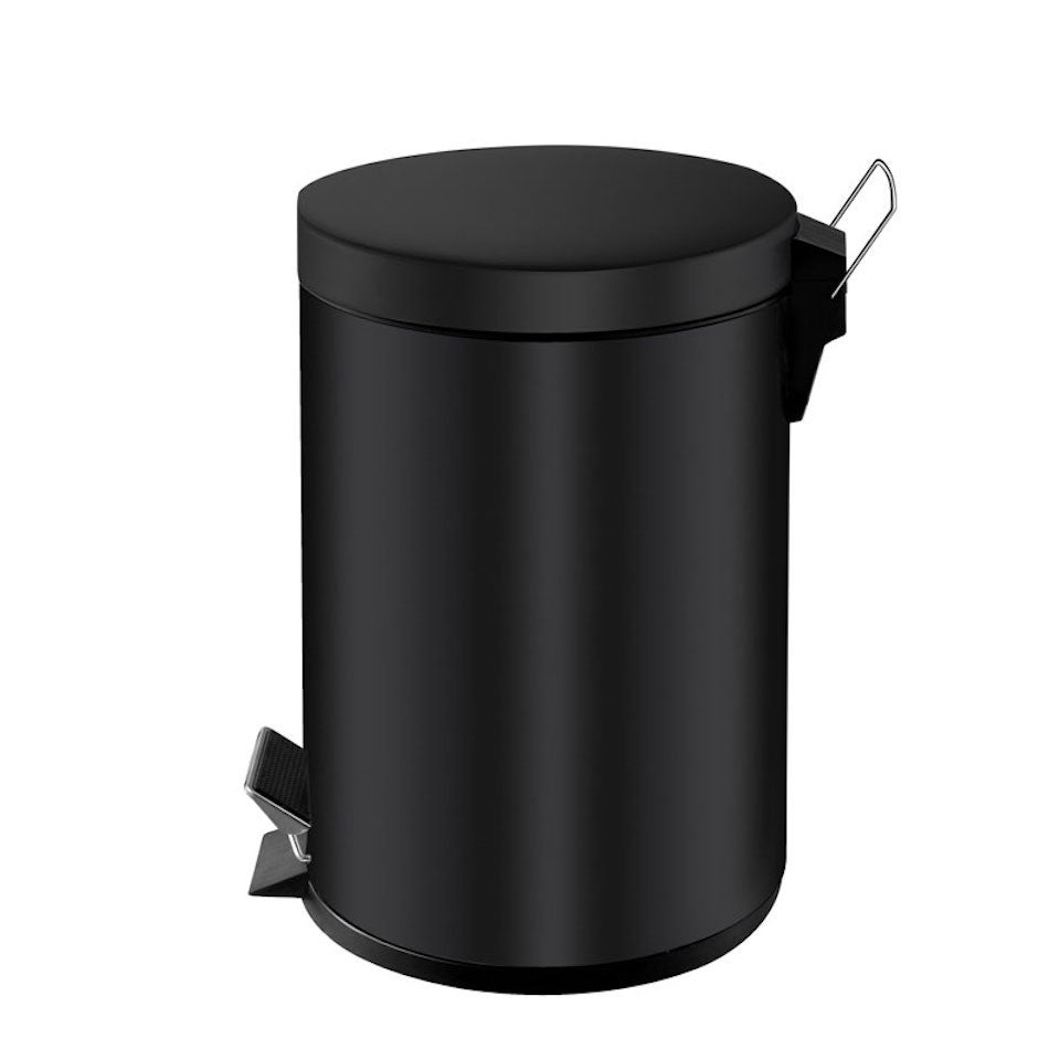 PROREGAL Ronde pedaalemmer met uitneembare kunststof binnenemmer, 3 liter, HxBxD 27 x 19,5 x 17 cm, zwart