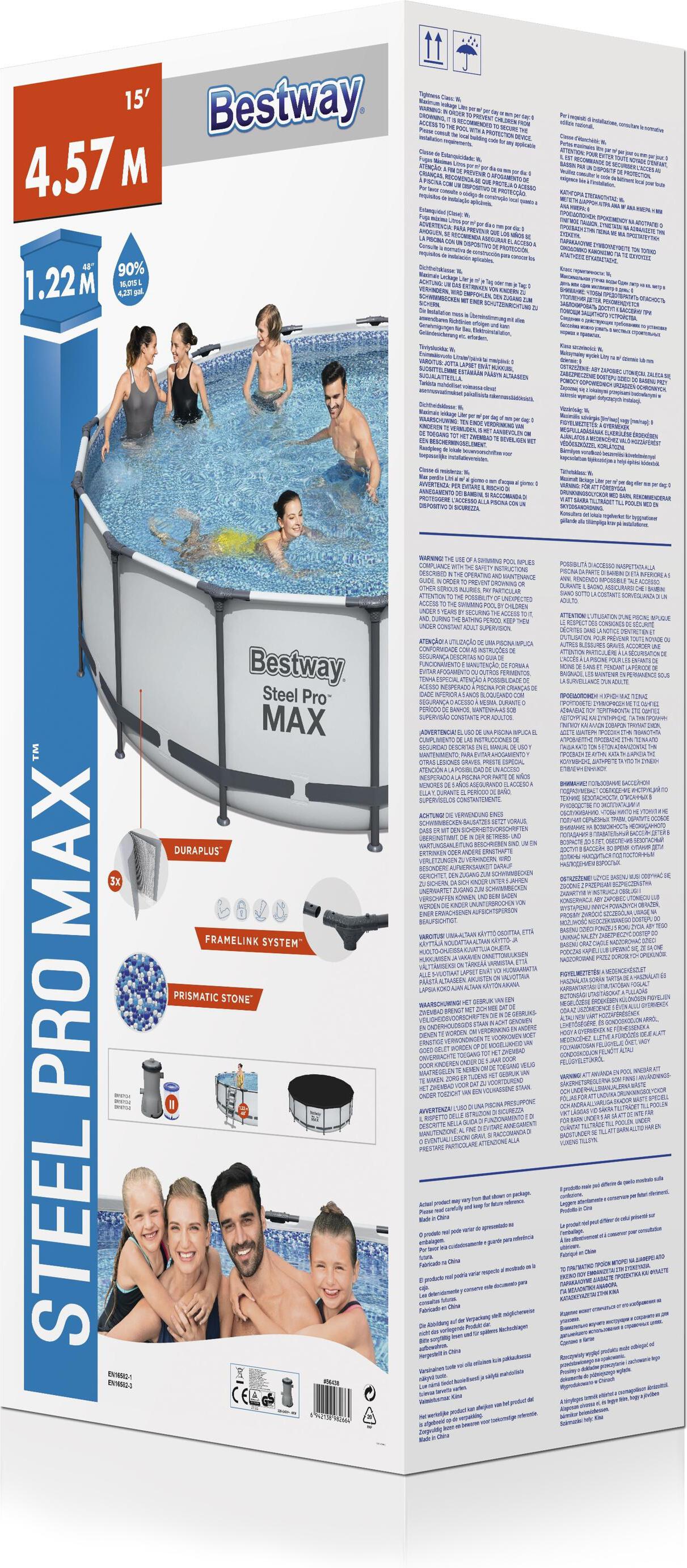 Bestway frame zwembad Steel Pro Max met pomp D 457 H 122 cm
