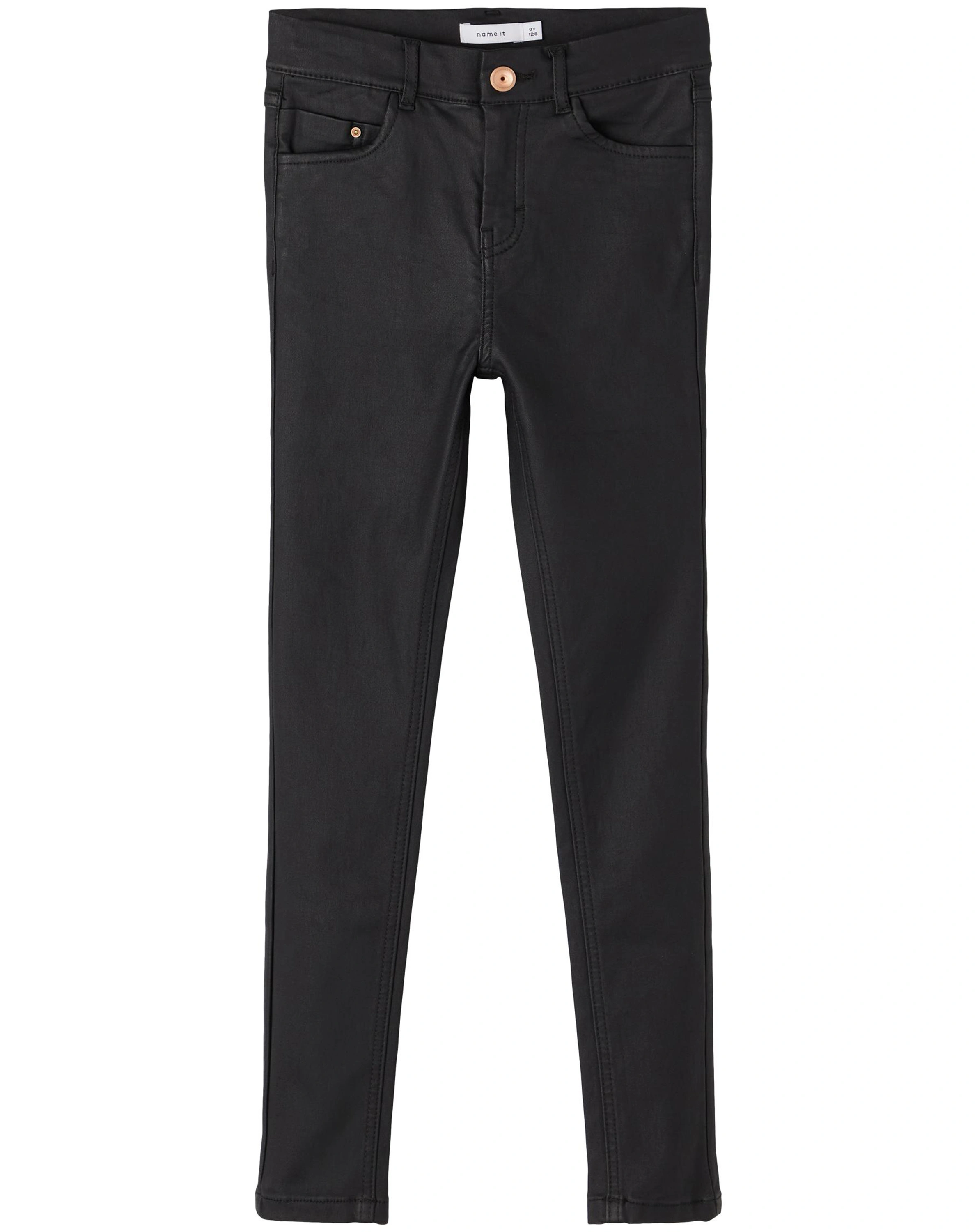 Kunstleder-Hose NKFPOLLY DNMCOATED 7545 Skinny Fit in black denim