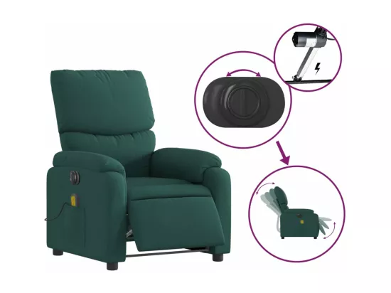Fauteuil massant inclinable électrique Vert foncé Tissu