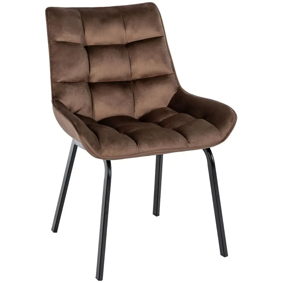 CLP Eetkamerstoel Saranda zwart Frame - Fluweel - bruin