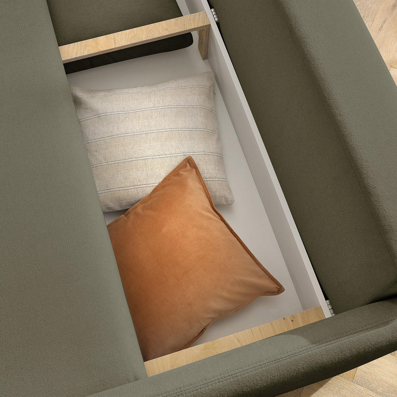 Bobochic Canapé droit convertible coffre marcel tissu lisse vert - 211x100x86 cm