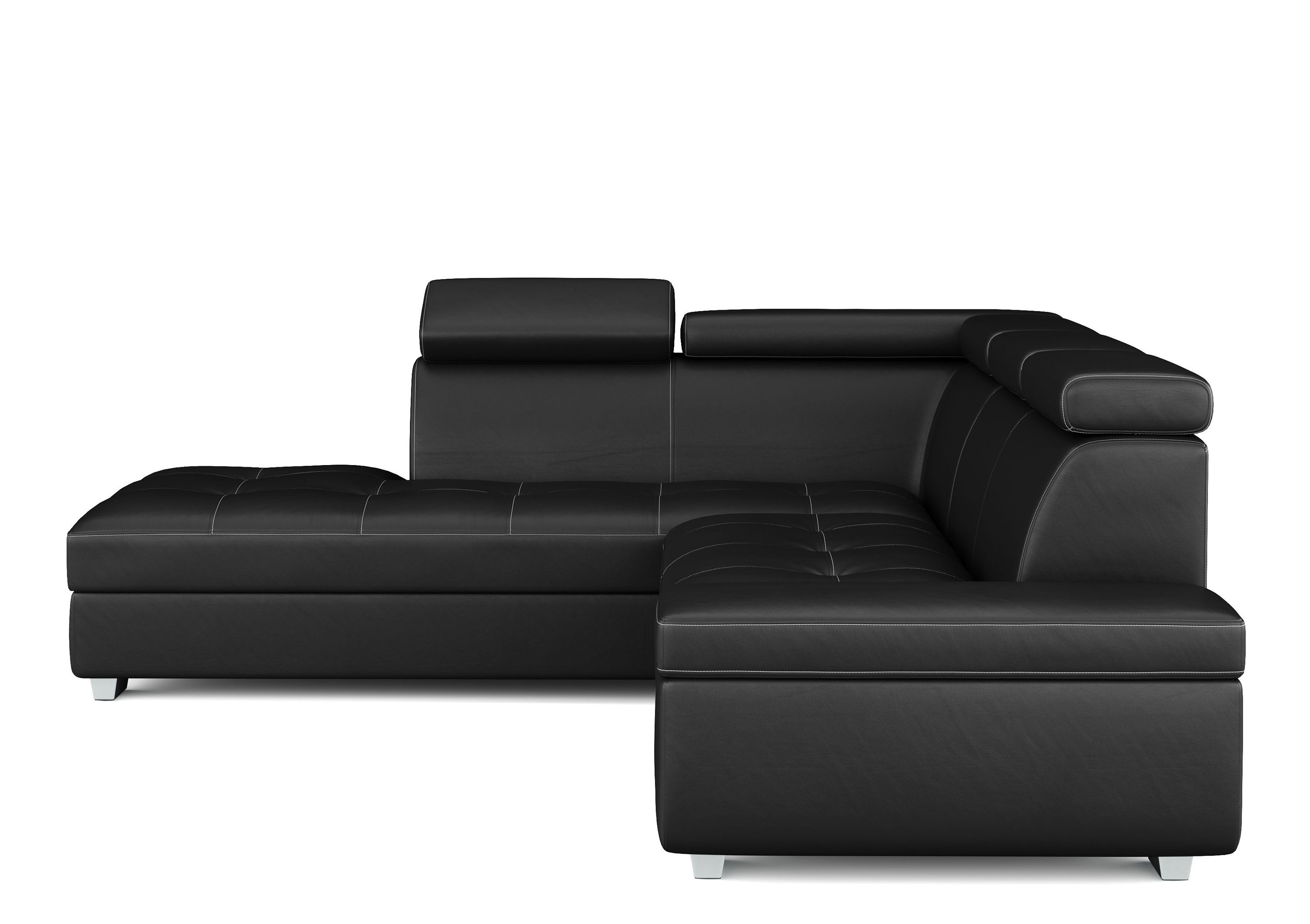 Ecksofa Leder DEBORA links schwarz