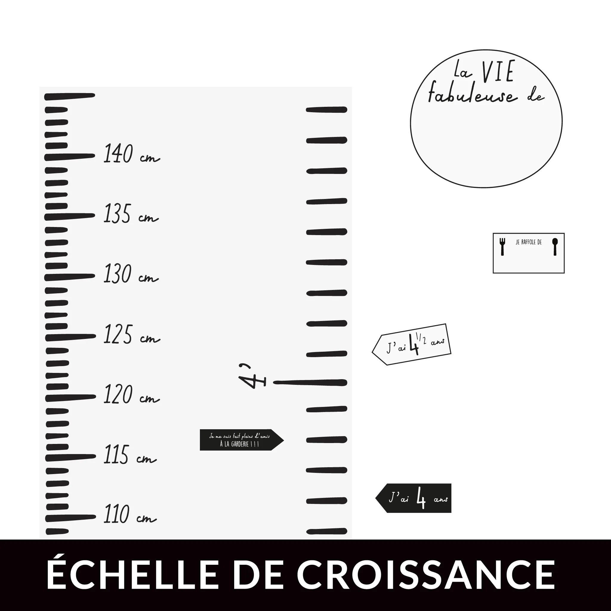 Clément - Impressions Échelle de Croissance Moderne Blanche - FR