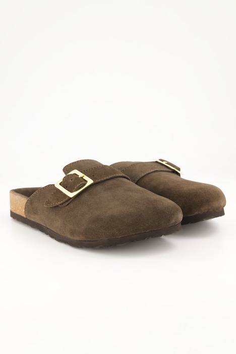 Leder-Mules, echtes Veloursleder, anatomisches Fußbett, Weite H