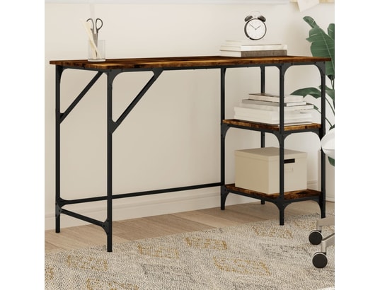 VIDAXL - Bureau chêne fumé 120x50x75 cm métal et bois d'ingénierie