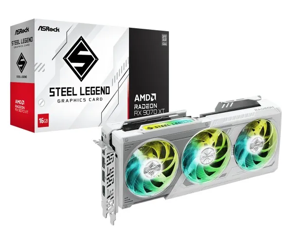ASRock Steel Legend Radeon RX 9070 XT 16GB - Grafikkort - Radeon RX 9070 XT - 16 GB GDDR6 - PCIe 5.0 x16 - 3 x DisplayPort, HDMI