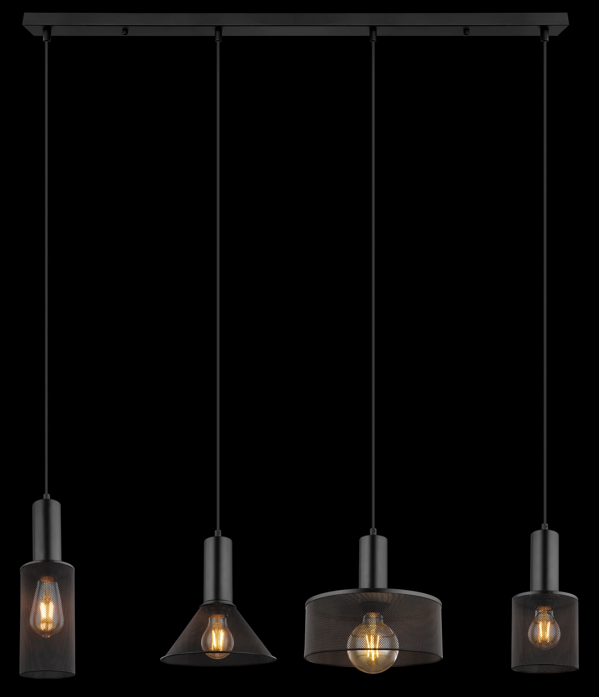 GLOBO Retrofit Balkenpendel JEDD 4-flg schwarz