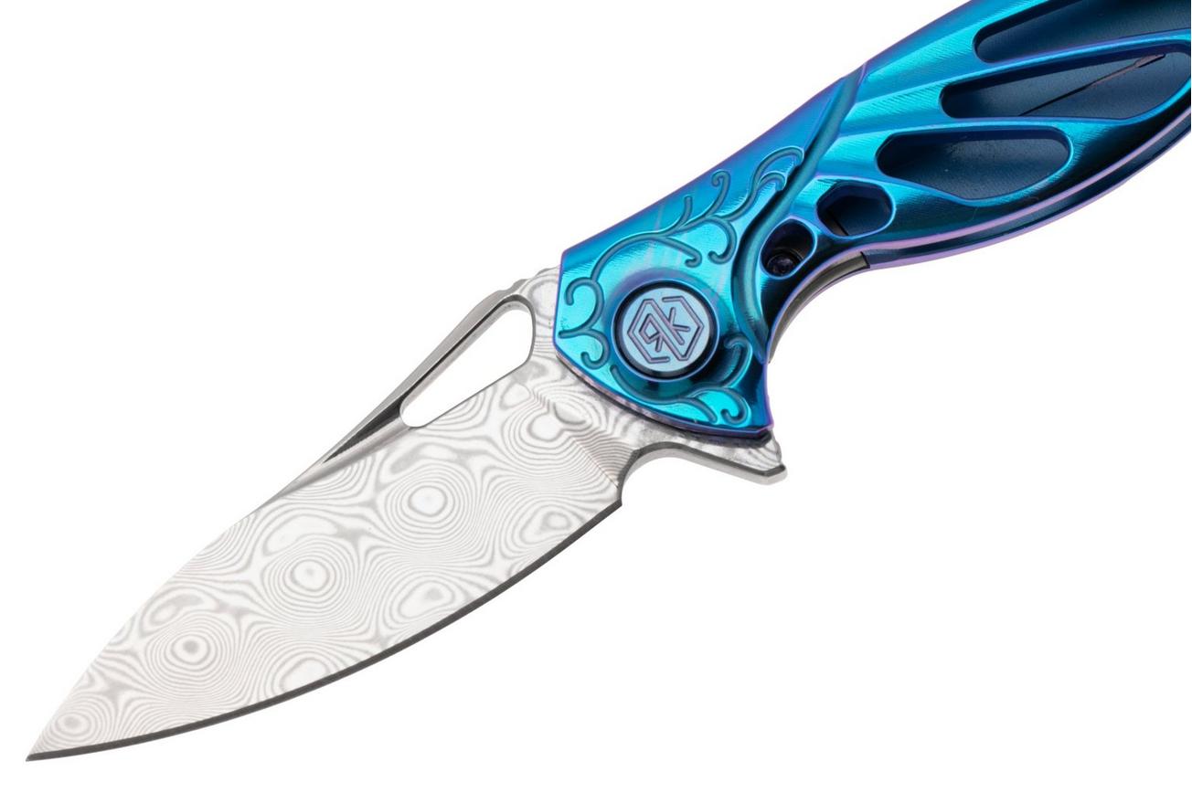 Rike Mini Hummingbird zakmes damascus, blauw