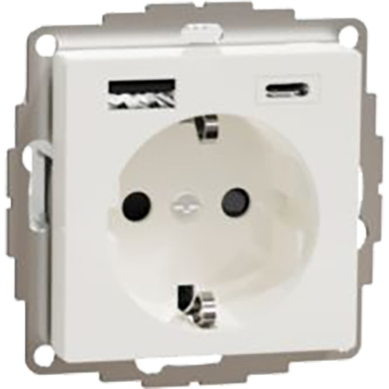 Schneider Electric Systeem-M wandcontactdoos RA met USB-voeding A en C Glanzend wit