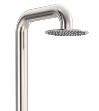 Tres Fuera gebogen buitendouche met mengkraan en 30cm hoofddouche RVS
