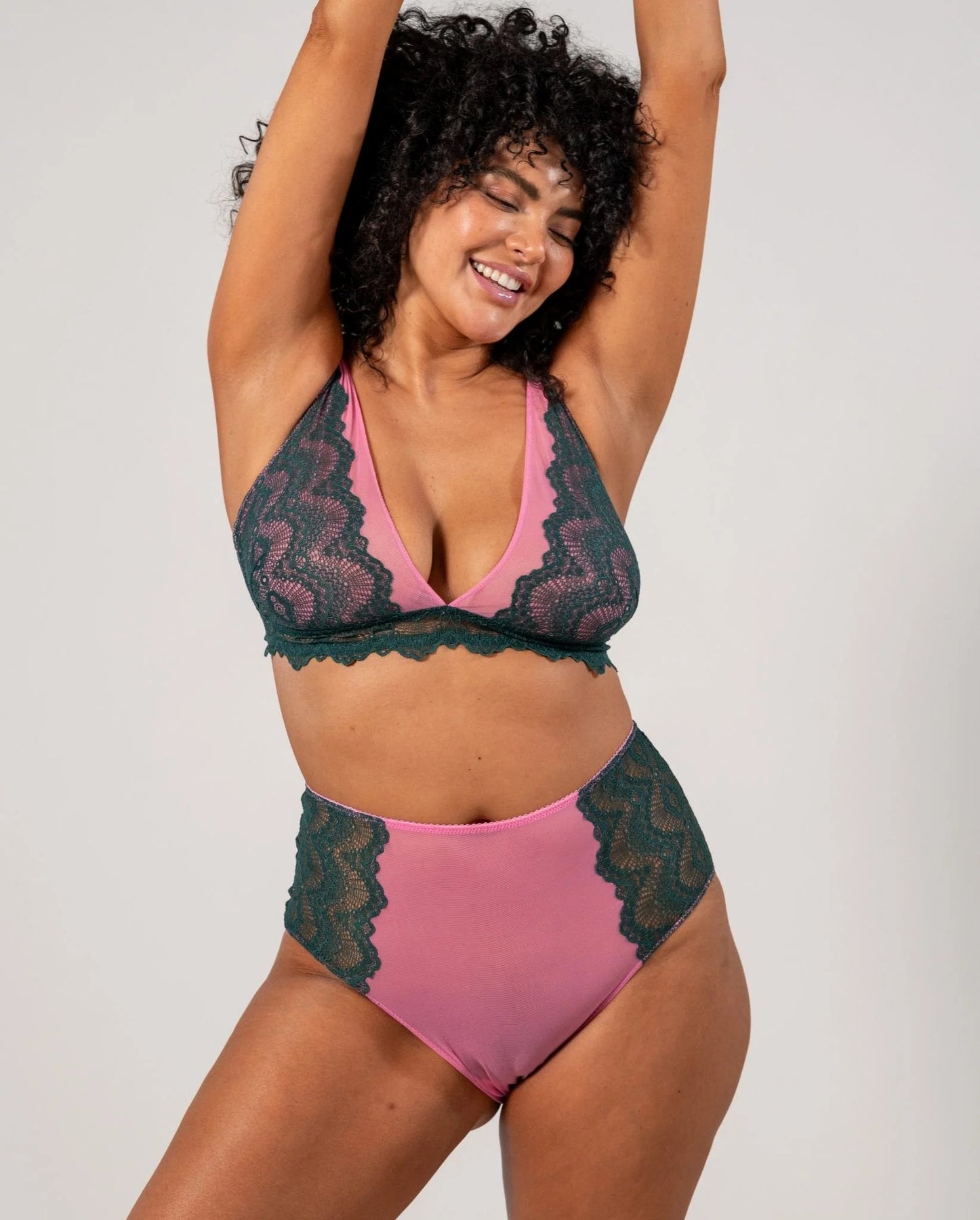 Understatement Underwear Lace Mesh Highwaist Briefs pine candy pink