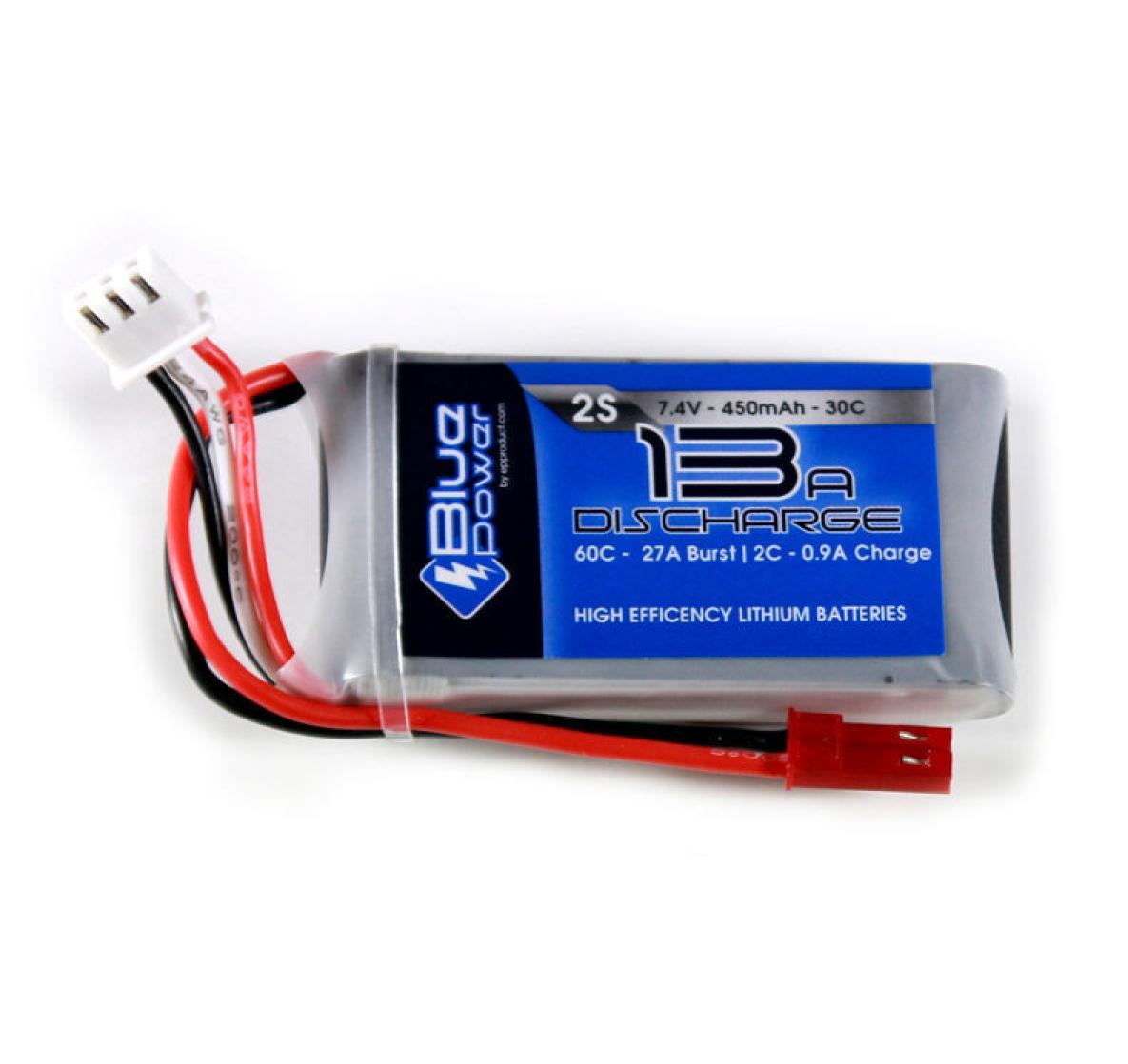 RC-Akku LiPo 450 mAh 7.4 V 30C BluePower2S LiPo-Akku für Flugmodelle