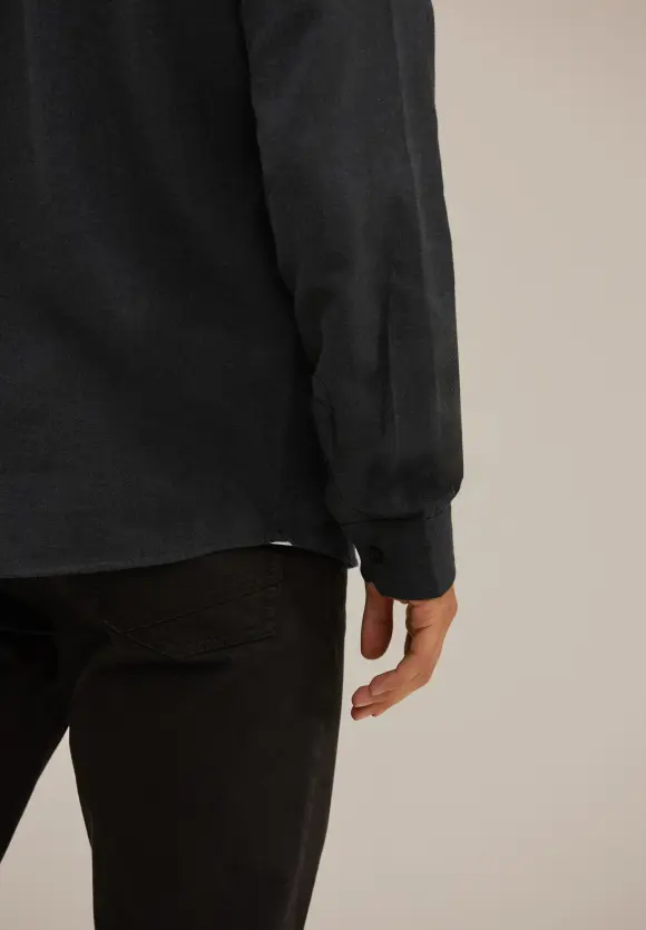 Flanellhemd in Melange - anthra grey melange