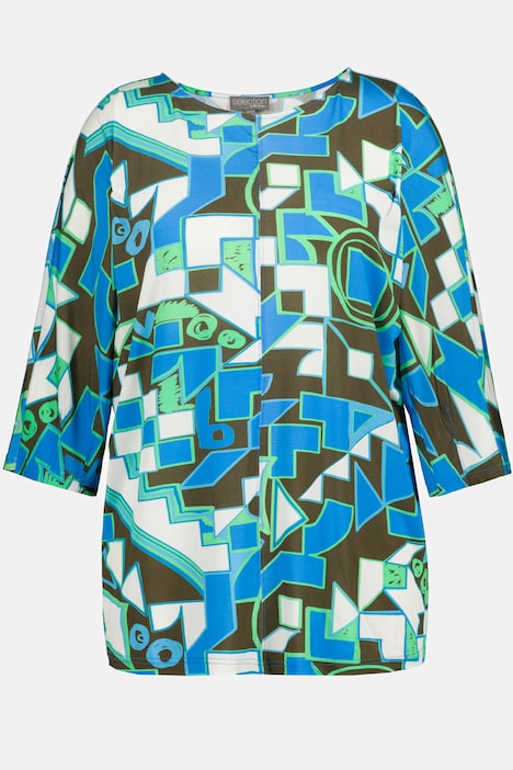Slinkyshirt, Ziernaht, U-Boot-Ausschnitt, 3/4-Arm