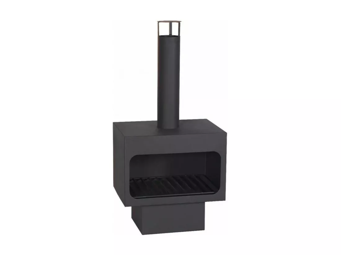 Cheminée d'extérieur cylindrique en acier noir BALI 100x40 cm