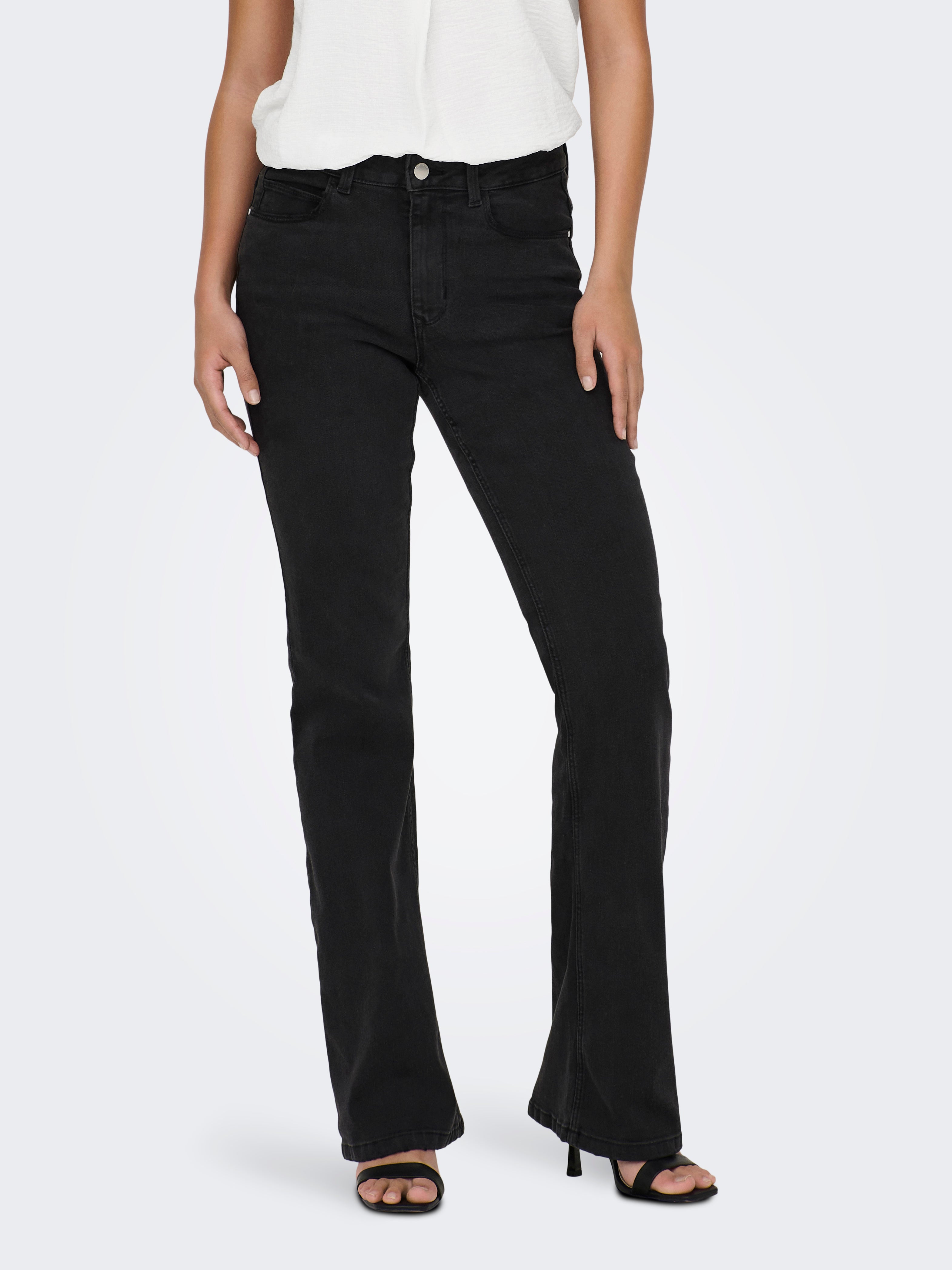 JDYNEWFLORA Hohe Taille Ausgestellt Jeans Dark Grey Denim