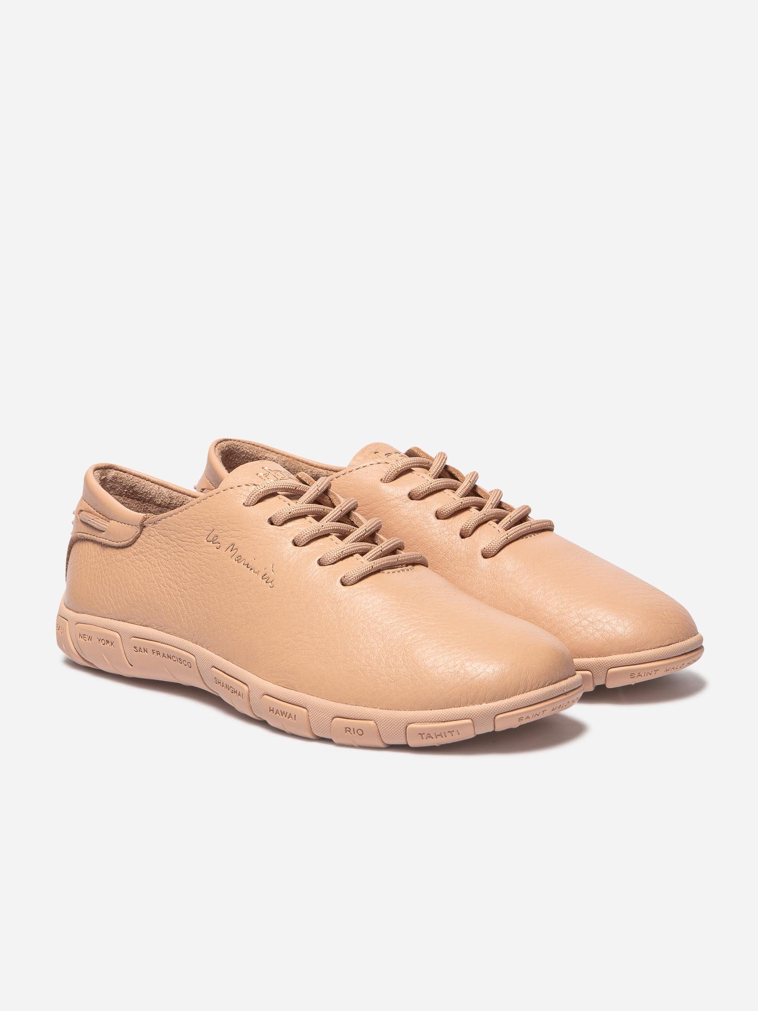 Tennis Femme Confort Cuir Orange Clair