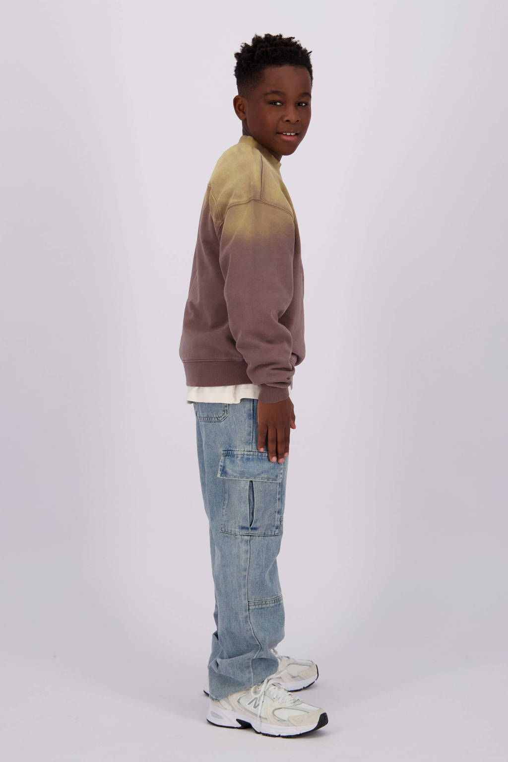 Vingino sweater Nebras met printopdruk paars/geel