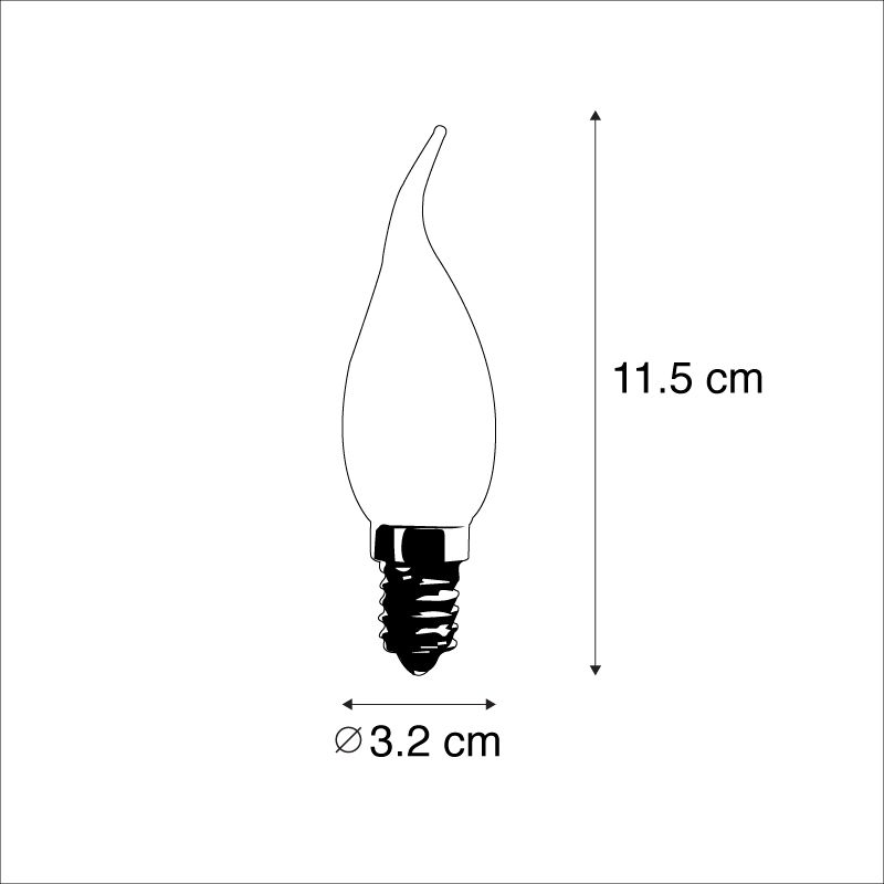 Set van 5 E14 LED matte kaarslamp BXS35 1W 100 lumen 2200K