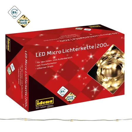 Idena 31857 Micro Lichterkette 200LED, warmweiss